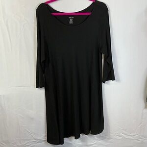 Joan Vass Black Three Quarter Sleeve Midi Dress Size 1x